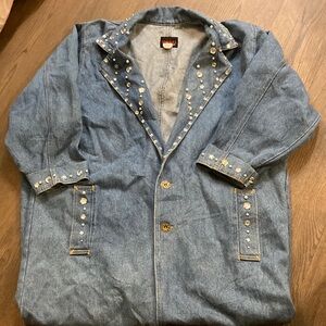 Full Length Embellished Denim Coat